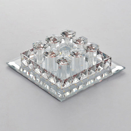 Modern Square Optic Crystal Led Flush Mount Ceiling Light Fixture For Aisle