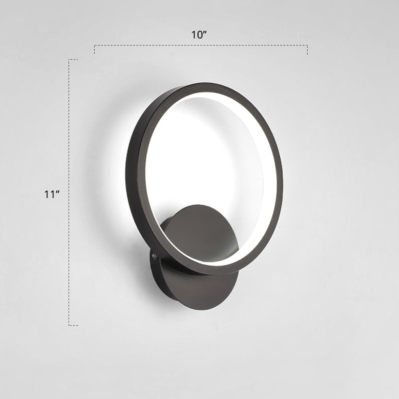 Modern Led Wall Sconce With Nordic Geometric Design In Grey Metal / White Circle
