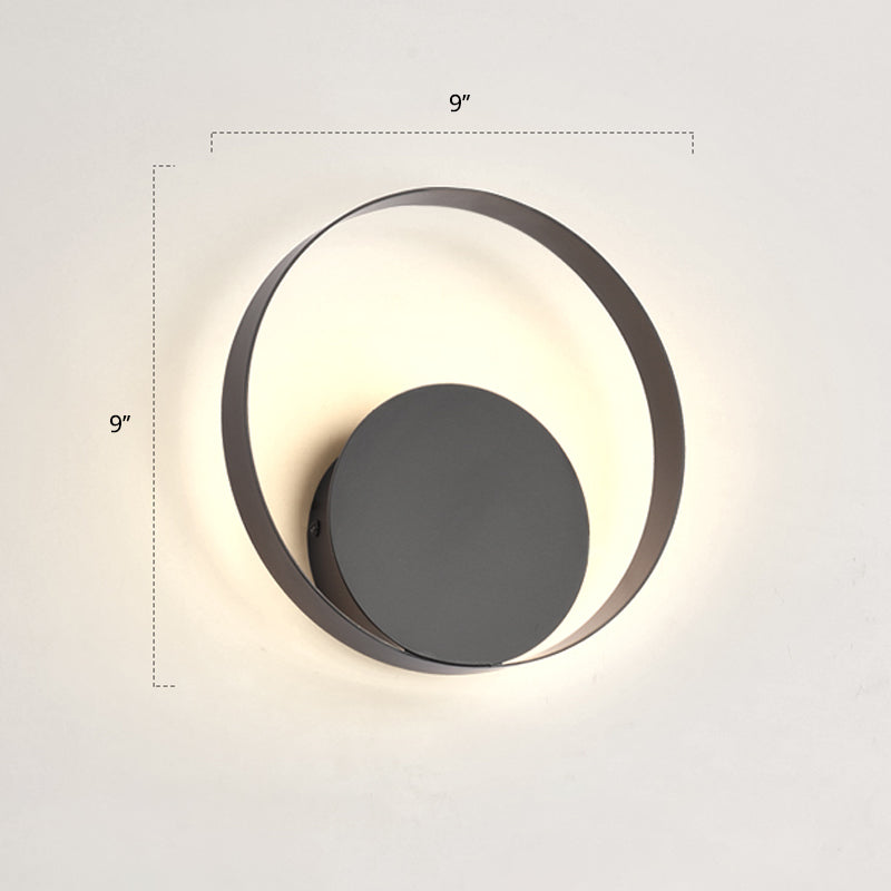Modern Led Wall Sconce With Nordic Geometric Design In Grey Metal / Warm Double Circle