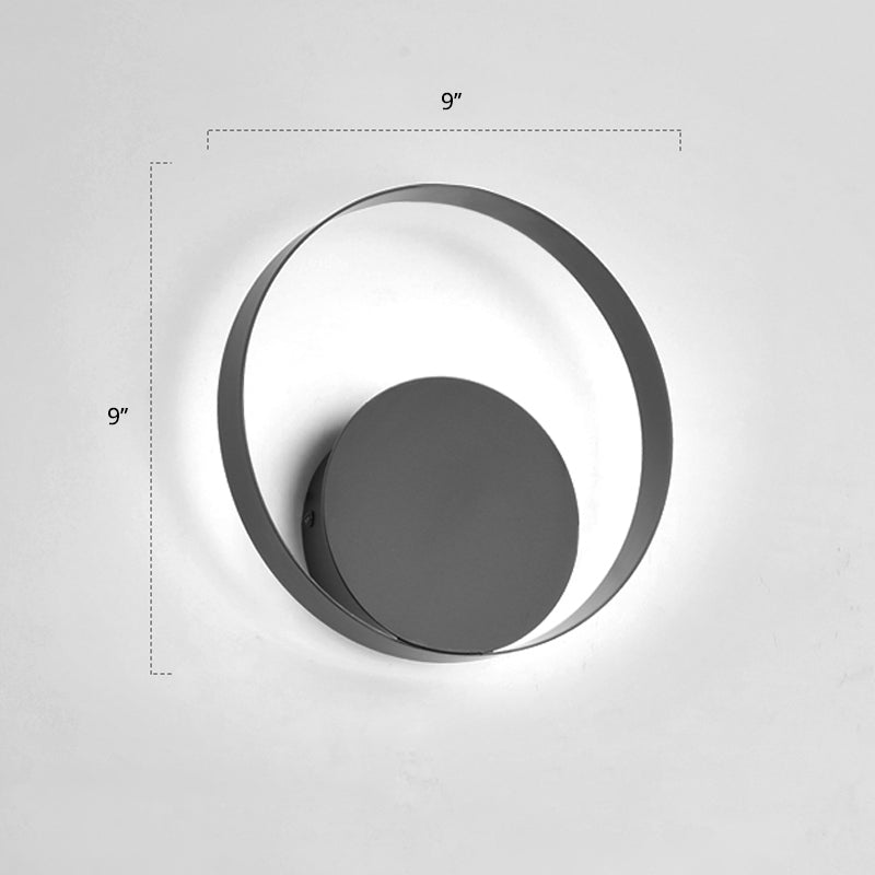Modern Led Wall Sconce With Nordic Geometric Design In Grey Metal / White Double Circle