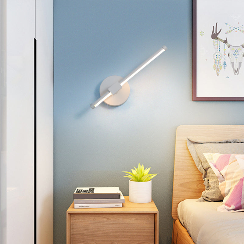 Metallic Led Stick Wall Sconce - Minimalist Bedside Lighting Solution White / Warm