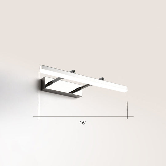 Sleek Acrylic Bedroom Vanity Light Fixture With Pivoting Bar Led Wall Mount Chrome / 16 White