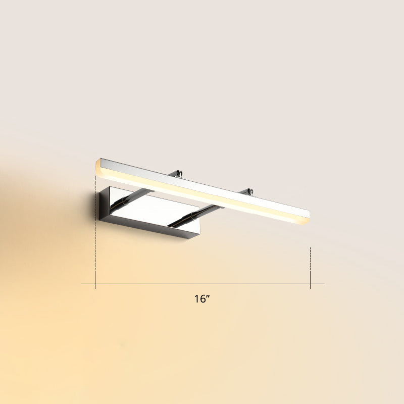 Sleek Acrylic Bedroom Vanity Light Fixture With Pivoting Bar Led Wall Mount Chrome / 16 Warm