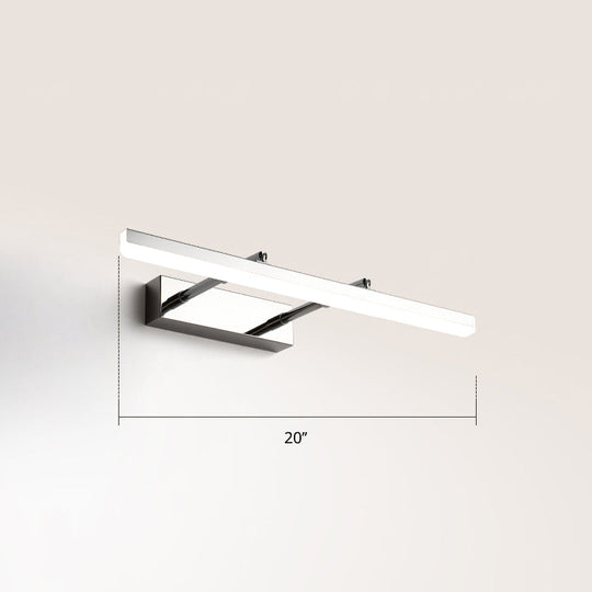 Sleek Acrylic Bedroom Vanity Light Fixture With Pivoting Bar Led Wall Mount Chrome / 20 White