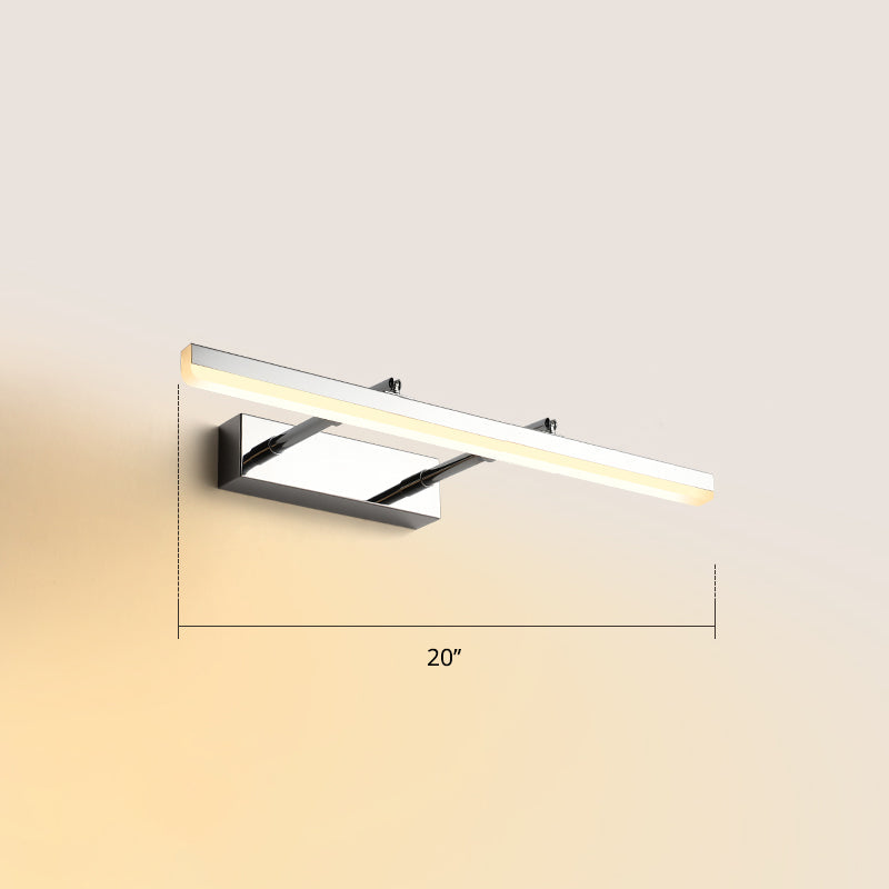 Sleek Acrylic Bedroom Vanity Light Fixture With Pivoting Bar Led Wall Mount Chrome / 20 Warm