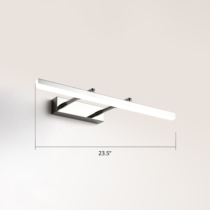 Sleek Acrylic Bedroom Vanity Light Fixture With Pivoting Bar Led Wall Mount Chrome / 23.5 White