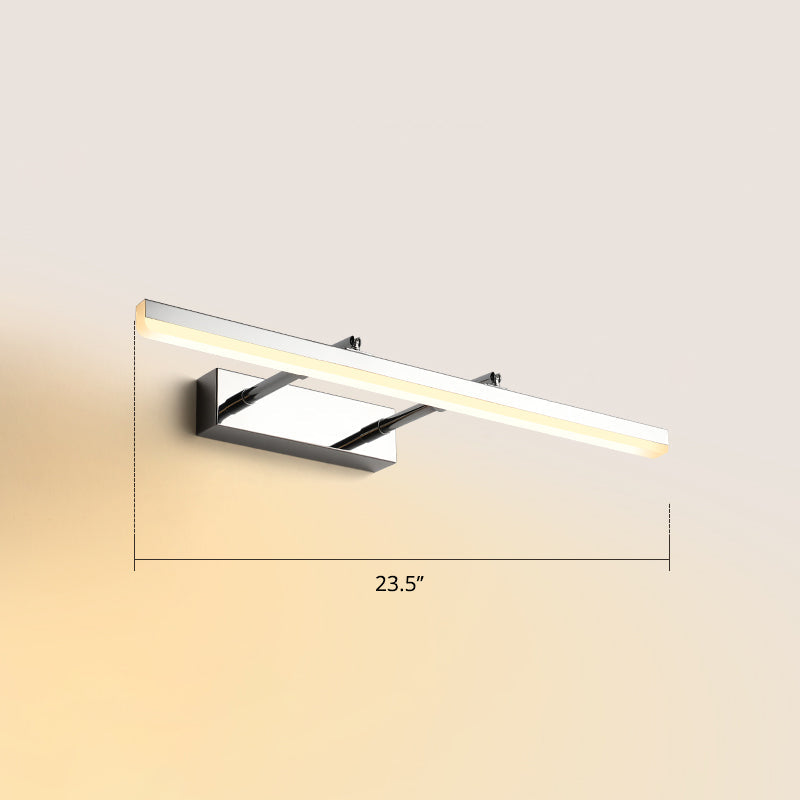 Sleek Acrylic Bedroom Vanity Light Fixture With Pivoting Bar Led Wall Mount Chrome / 23.5 Warm