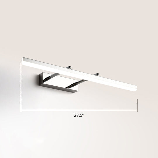 Sleek Acrylic Bedroom Vanity Light Fixture With Pivoting Bar Led Wall Mount Chrome / 27.5 White