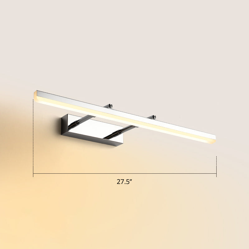 Sleek Acrylic Bedroom Vanity Light Fixture With Pivoting Bar Led Wall Mount Chrome / 27.5 Warm