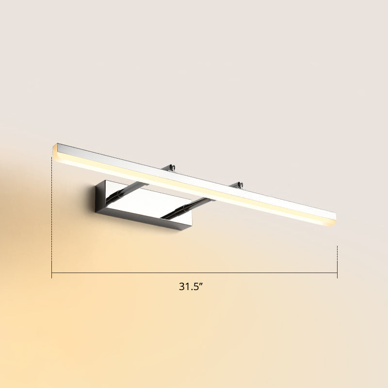 Sleek Acrylic Bedroom Vanity Light Fixture With Pivoting Bar Led Wall Mount Chrome / 31.5 Warm