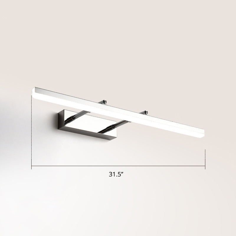 Sleek Acrylic Bedroom Vanity Light Fixture With Pivoting Bar Led Wall Mount Chrome / 31.5 White