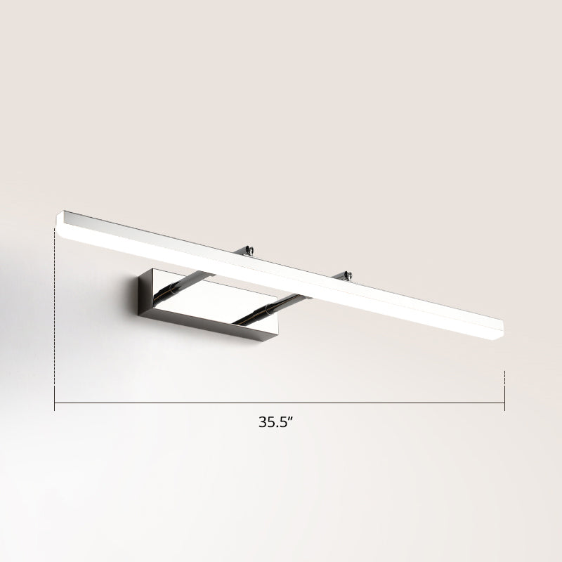 Sleek Acrylic Bedroom Vanity Light Fixture With Pivoting Bar Led Wall Mount Chrome / 35.5 White
