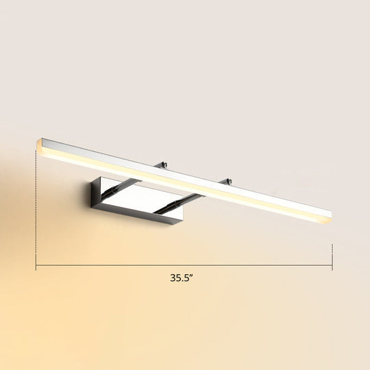 Sleek Acrylic Bedroom Vanity Light Fixture With Pivoting Bar Led Wall Mount Chrome / 35.5 Warm