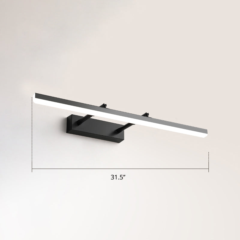 Sleek Acrylic Bedroom Vanity Light Fixture With Pivoting Bar Led Wall Mount Black / 31.5 White