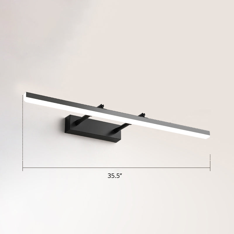 Sleek Acrylic Bedroom Vanity Light Fixture With Pivoting Bar Led Wall Mount Black / 35.5 White