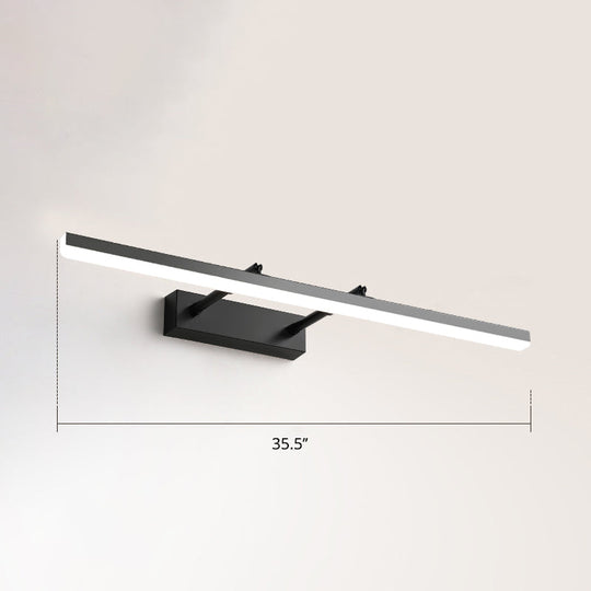 Sleek Acrylic Bedroom Vanity Light Fixture With Pivoting Bar Led Wall Mount Black / 35.5 White