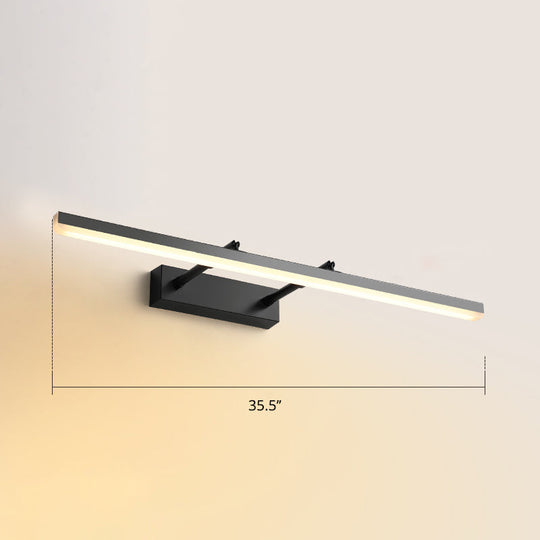 Sleek Acrylic Bedroom Vanity Light Fixture With Pivoting Bar Led Wall Mount Black / 35.5 Warm