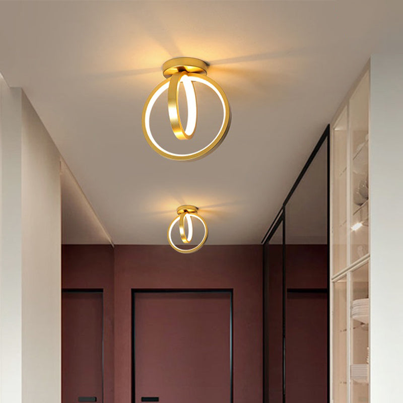Metallic Minimalist Led Ceiling Flush Light - Circle Foyer Semi Mount Lighting