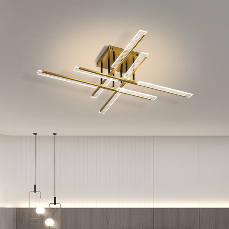 Acrylic Sticks Led Ceiling Light Fixture - Nordic Gold Semi Flush Mount For Bedroom