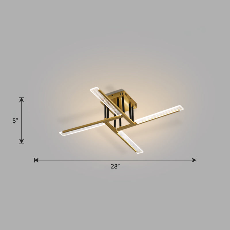 Acrylic Sticks Led Ceiling Light Fixture - Nordic Gold Semi Flush Mount For Bedroom / 28 Warm
