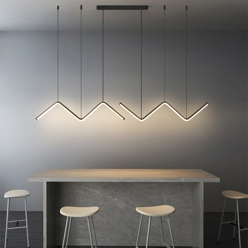 W-Shaped Led Pendant Light Fixture: Stylish Artistic Metal Island For Dining Room