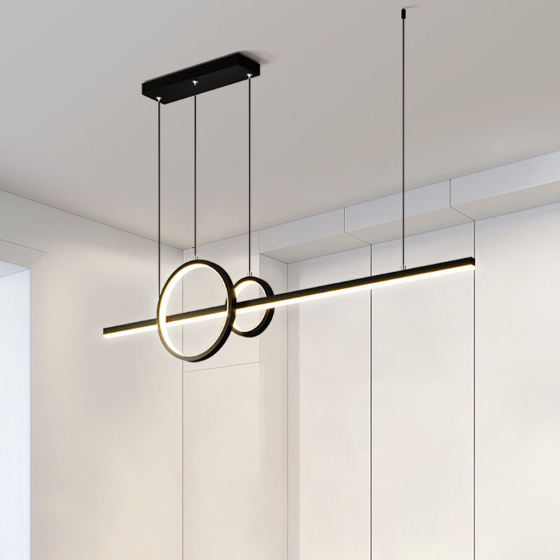 Led Circle And Line Suspension Lamp For Restaurants - Simple Stylish Metal Light Fixture