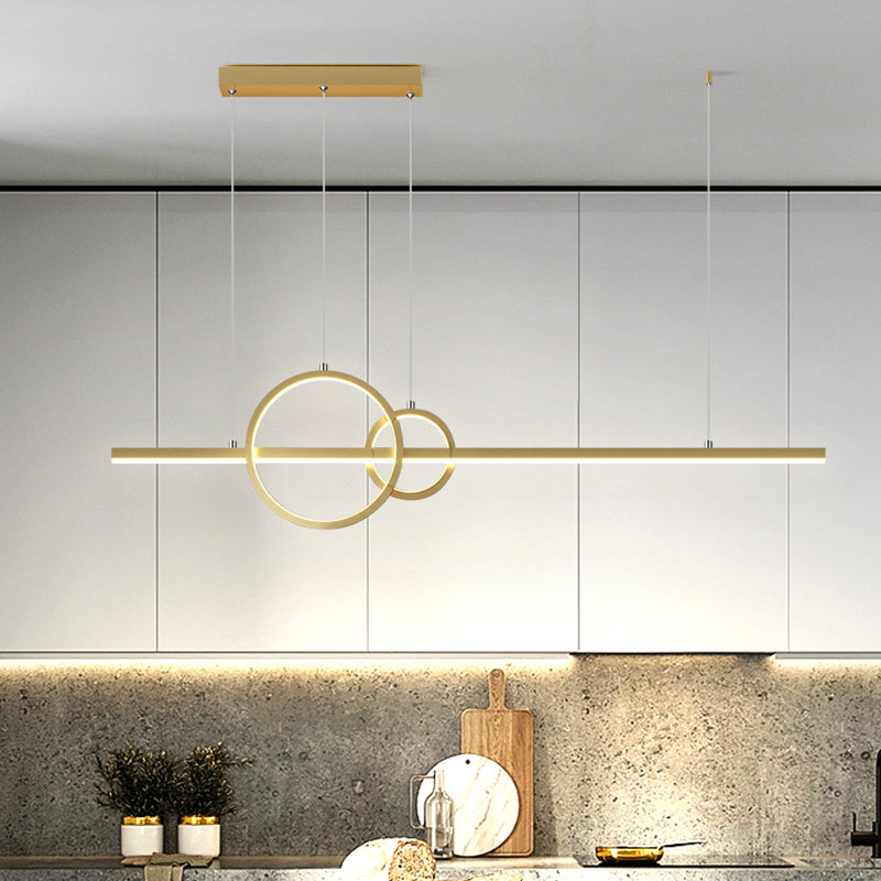 Led Circle And Line Suspension Lamp For Restaurants - Simple Stylish Metal Light Fixture