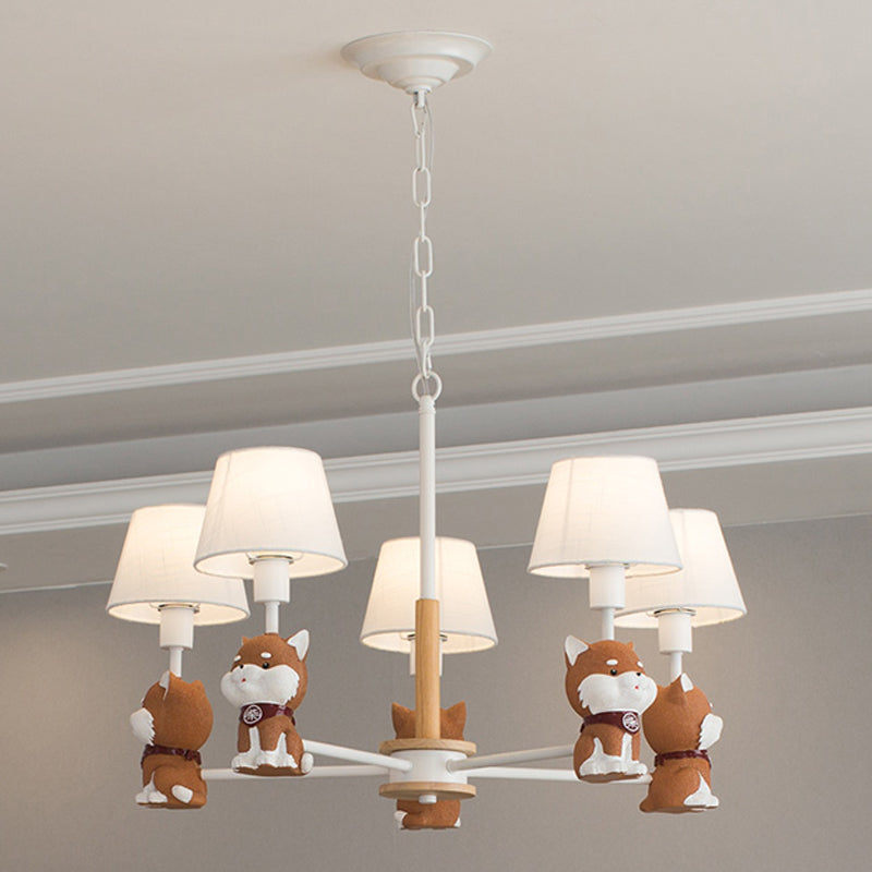 Modern Fabric Hanging Pendant Lights For Dining Room - Dog Ceiling Lamp Orange