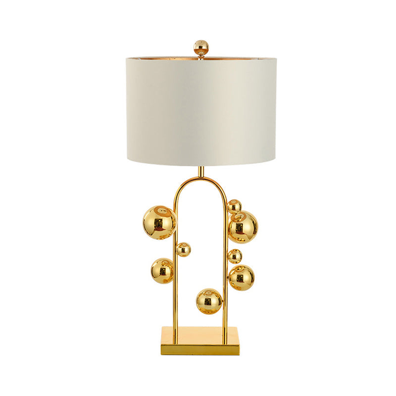 Golden Metal Reading Lamp With Traditional Sphere Task Light And White/Black Drum Shade