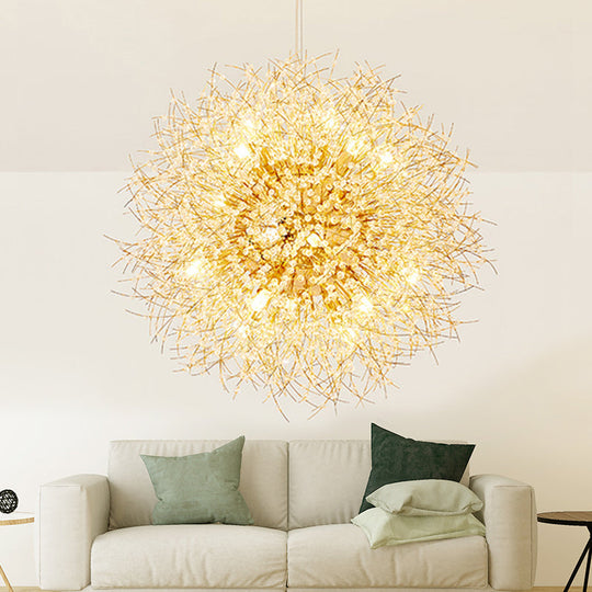Modern Silver Dandelion Pendant Light For Cafe Restaurant Gold / 16