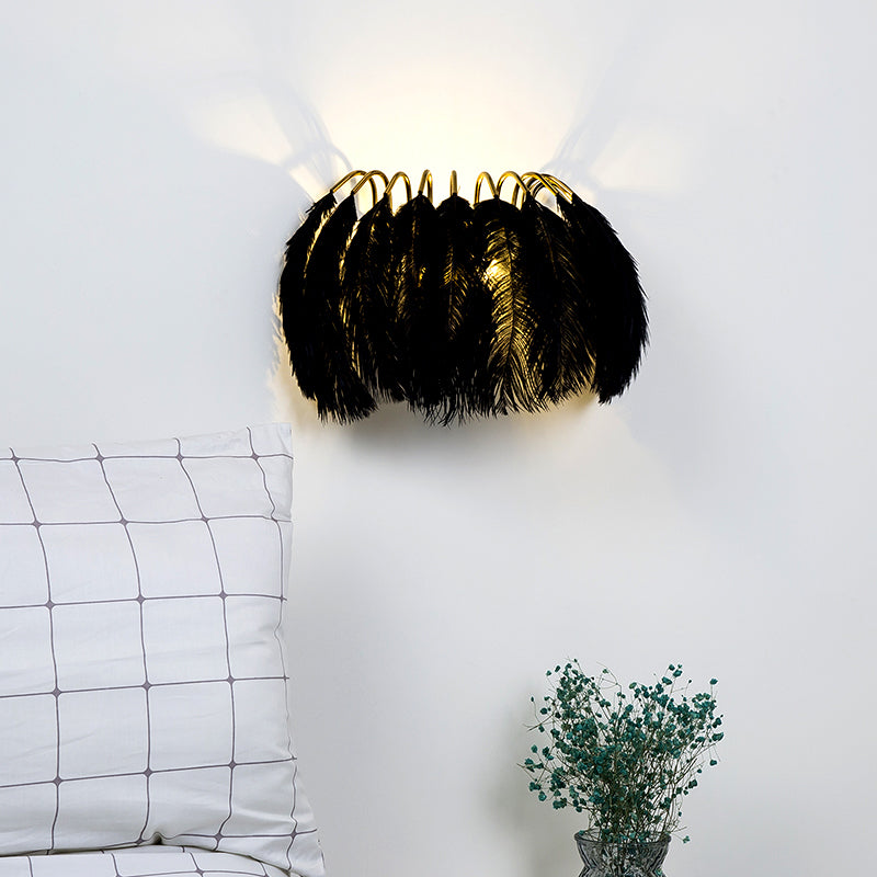 Feather Half-Round Minimalist Wall Sconce For Bedroom