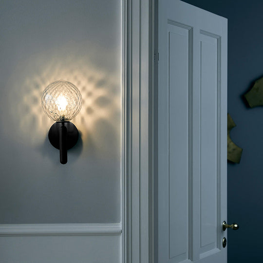 Minimalistic Glass Wall Sconce - Ball Shade Corridor Light (1-Head)