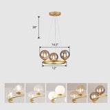 Postmodern Metal Pendant Chandelier With Glass Ball Shade 3 / Gold
