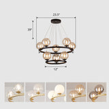 Postmodern Metal Pendant Chandelier With Glass Ball Shade 8 / Black