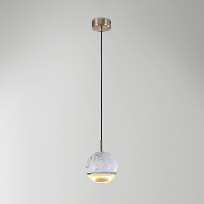 Modern Nordic Marble LED Hanging Lamp for Dining Room with Glass Bottom Ceiling Pendant Light