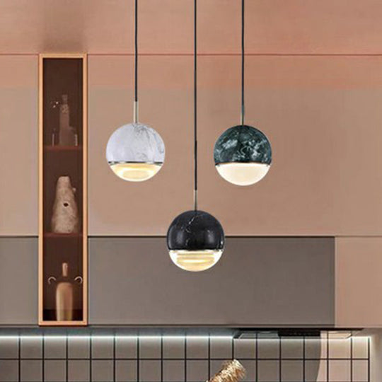 Modern Led Hanging Lamp With Nordic Marble Design - Perfect For Dining Room And Ceilings Glass