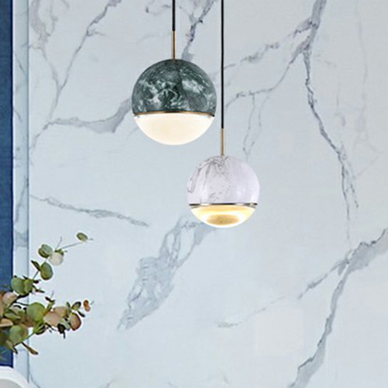 Modern Nordic Marble LED Hanging Lamp for Dining Room with Glass Bottom Ceiling Pendant Light