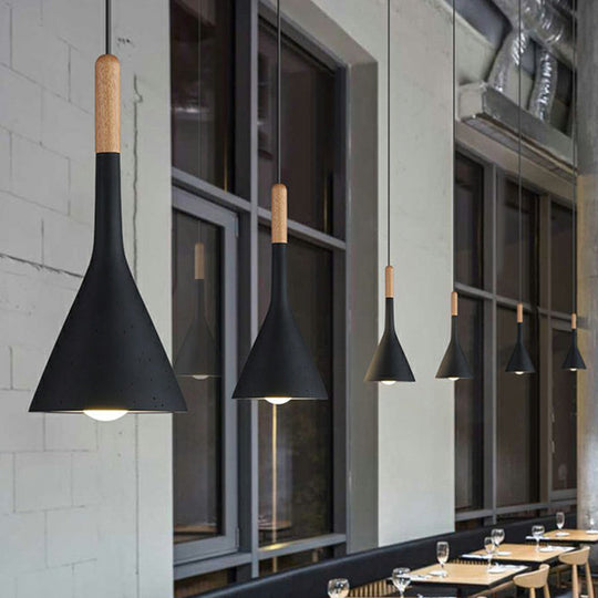 Resin Nordic Pendant Lamp With Funnel Design And Cement Finish Black