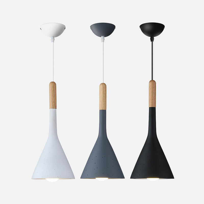 Resin Nordic Pendant Lamp With Funnel Design And Cement Finish