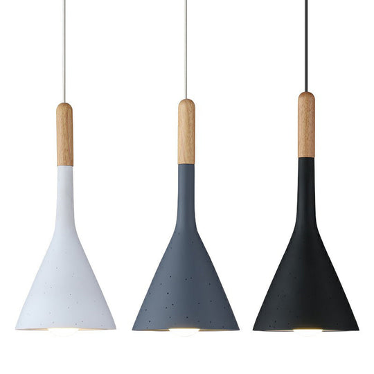 Modern Nordic Pendant Lamp with Funnel Shape - Resin, 1 Head, Cement Look