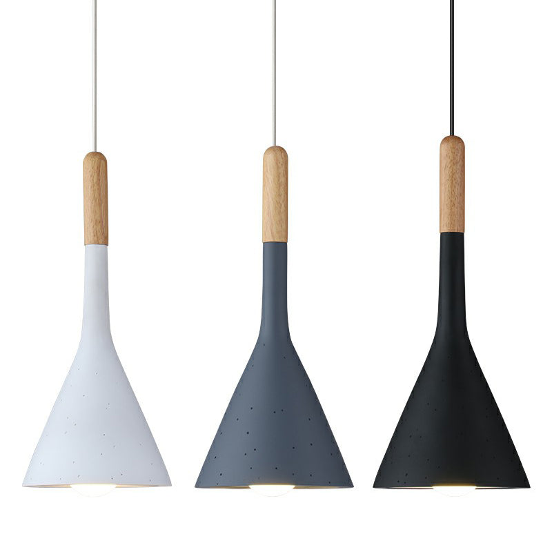 Resin Nordic Pendant Lamp With Funnel Design And Cement Finish