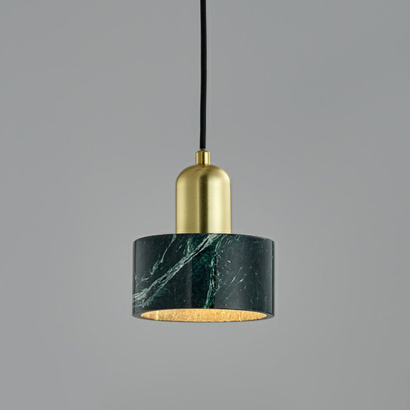 Nordic Marble Round Pendant Ceiling Light With Brass Socket - 1 Bulb Suspension Lighting Green