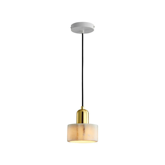 Nordic Marble Round Pendant Ceiling Light With Brass Socket - 1 Bulb Suspension Lighting