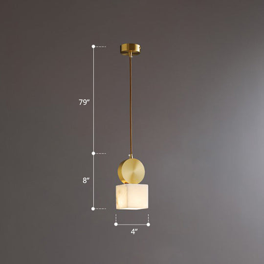 Minimalist Gold Marble Block Hanging Pendant Lamp For Bedroom / 4