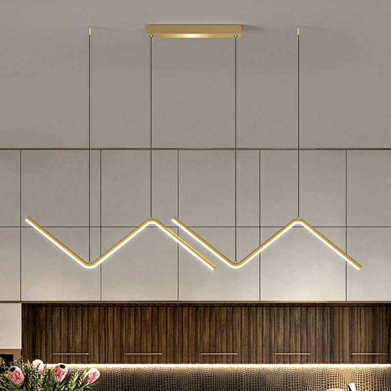 Minimalist Z-Shaped Island Pendant Led Light Fixture For Dining Room Gold / 35.5 White