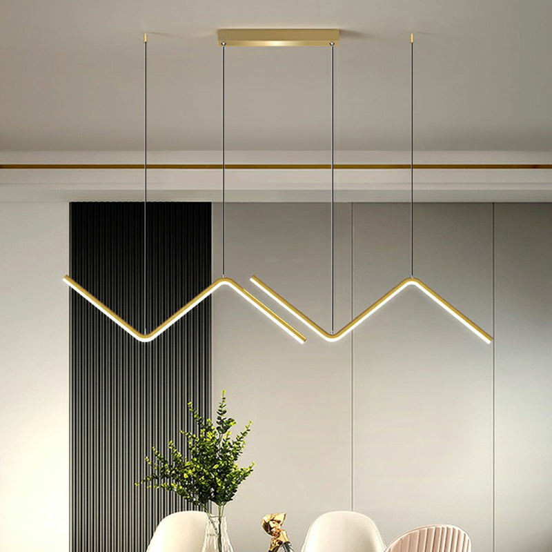 Minimalist Z-Shaped Island Pendant Led Light Fixture For Dining Room