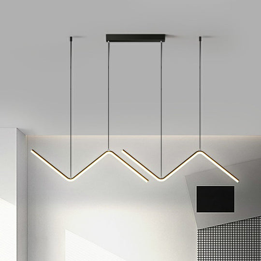 Minimalist Z-Shaped Island Pendant Led Light Fixture For Dining Room Black / 35.5 Warm
