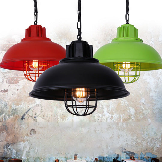 Metal Pendant Light With Cage Guard For Commercial Settings