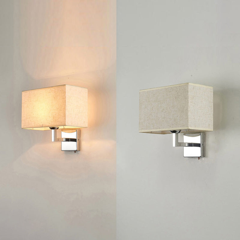 Minimalist Rectangular Fabric Wall Lamp - 1 Head Ideal For Bedroom Lighting Beige