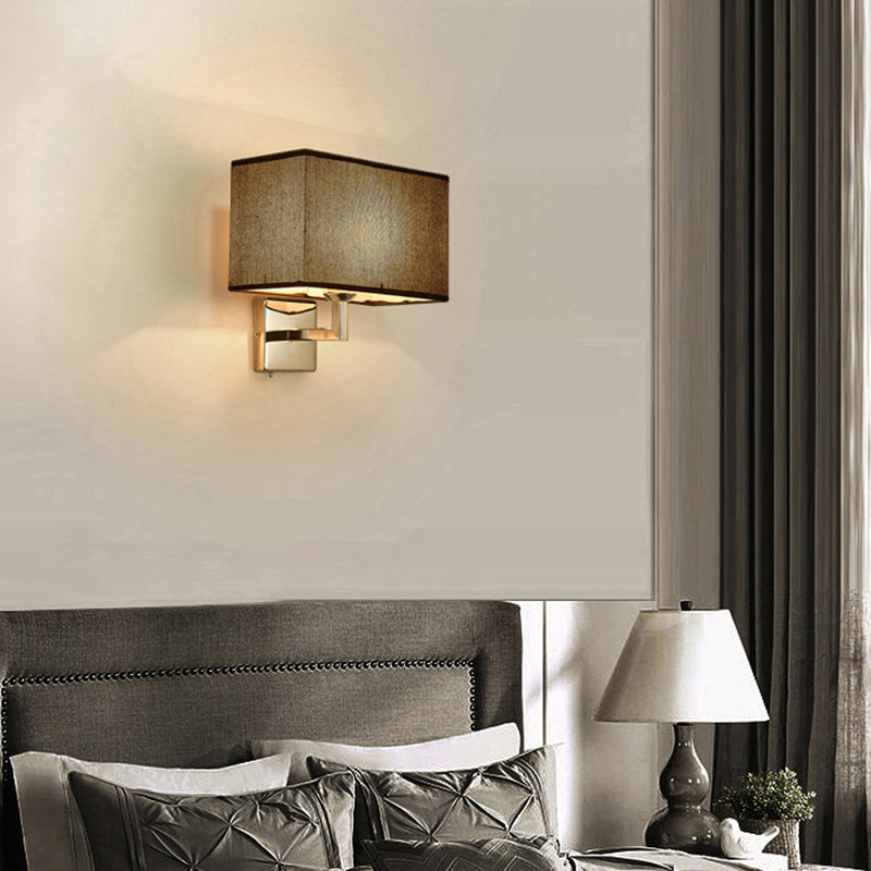 Minimalist Rectangular Fabric Wall Lamp - 1 Head Ideal For Bedroom Lighting